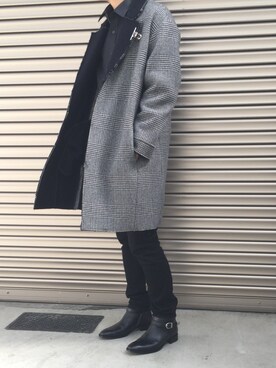 「DISCOVERED（ディスカバード）のアイテム（チェスターコート）」を使った、aoさん（メンズ・176cm）の冬コーディネート