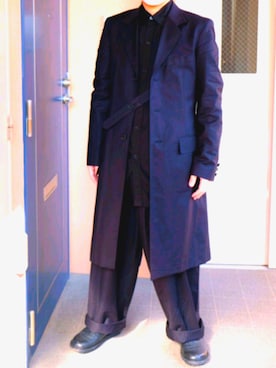 「BLACK Scandal Yohji Yamamoto（ブラックスキャンダルヨウジヤマモト）のアイテム（パンツ）」を使った、YSKさん（メンズ・168cm）の冬コーディネート