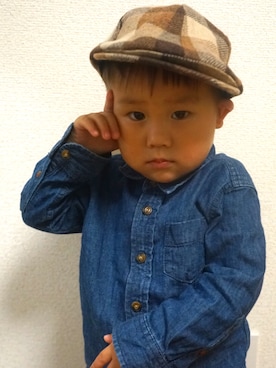 「kladskap（クレードスコープ）のアイテム（ハンチング/ベレー帽）」を使った、Yaaman!さん（キッズ・90cm）の秋コーディネート