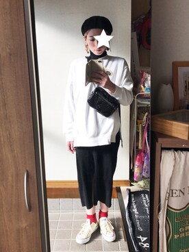 「CONVERSE（コンバース）のconverse（コンバース） ALL STAR OX（オールスターOX）（スニーカー）」を使った、てんさん（レディース・157cm）の冬コーディネート