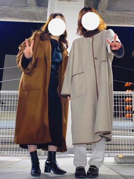 「JUNOAH（ジュノア）のアイテム（チェスターコート）」を使った、たり。さん（レディース・157cm）の冬コーディネート