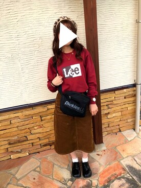 「Lee（リー）のアイテム（スカート）」を使った、あかさん（レディース・163cm）の秋コーディネート