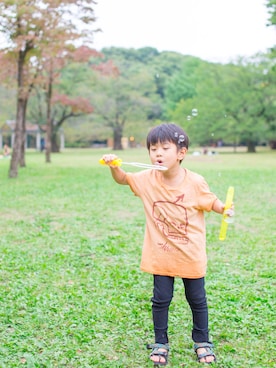 「SCOTCH & SODA（スコッチ アンド ソーダ）のアイテム（Tシャツ/カットソー）」を使った、一希＊フォロバしますさん（キッズ・110cm）の夏コーディネート