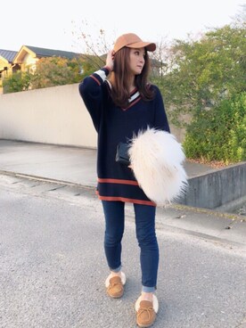 「HusHusH（ハッシュアッシュ）のアイテム（帽子）」を使った、ほしららさん（レディース・167cm）の秋コーディネート