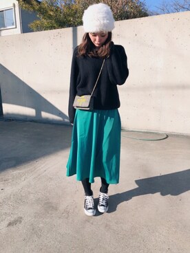 「HusHusH（ハッシュアッシュ）のアイテム（帽子）」を使った、ほしららさん（レディース・167cm）の冬コーディネート