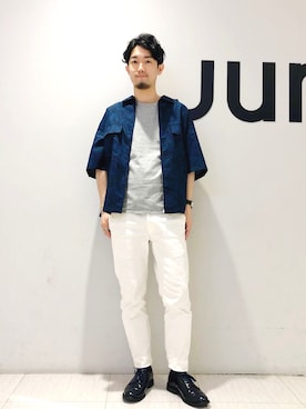 「ブルー x ホワイト」｜「アイテム（ブルゾン）」を使った、so-ta_さん（メンズ・174cm）の夏コーディネート