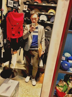 「jiggys shop（ジギーズショップ）のアイテム（テーラードジャケット）」を使った、fumiyaaaaさん（メンズ・168cm）の春コーディネート