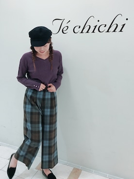 「Te chichi（テチチ）のアイテム（キャスケット）」を使った、晴菜さん（レディース・160cm）の秋コーディネート