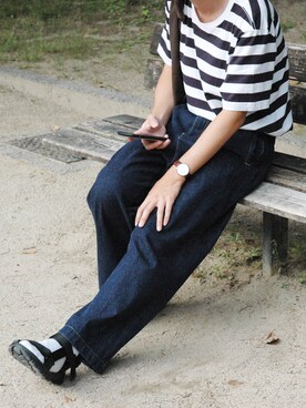 「Daniel Wellington（ダニエルウェリントン）の【Daniel Wellington】レザーバンド３６ＭＭ（アナログ腕時計）」を使った、よっしーさん（メンズ・175cm）の夏コーディネート