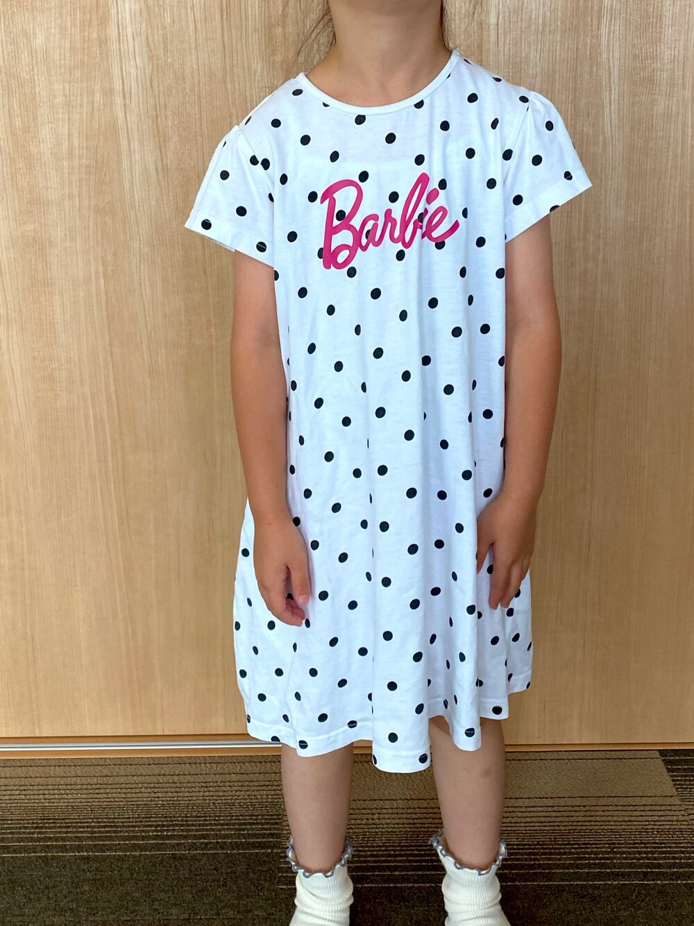 「バービー、ドット」｜「GUのアイテム（ワンピース、ホワイト系）」を使った、a_rさん（レディース・158cm）の夏コーディネートの1枚目の写真
