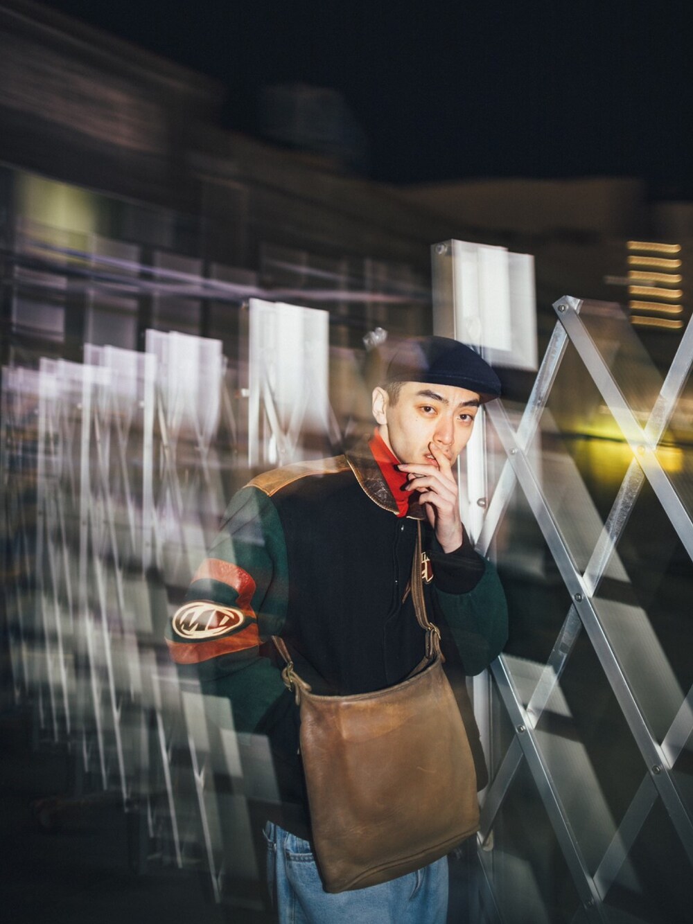 「古着、vintage、Levi's、KANGOL」｜「古着のアイテム（スタジャン、グリーン系）」を使った、菅波龍星さん（メンズ・186cm）の冬コーディネートの1枚目の写真