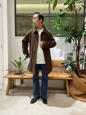 「URBAN RESEARCH Sonny Label（アーバンリサーチサニーレーベル）のアイテム（ステンカラーコート）」を使った、kyouji takedaさん（メンズ・168cm）の冬コーディネート