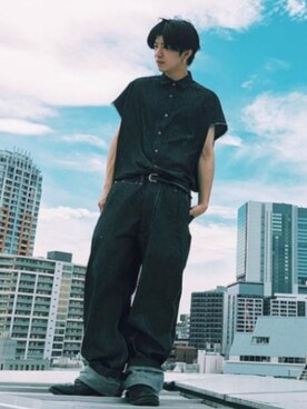 「JOHN LAWRENCE SULLIVAN accessory（ジョンローレンスサリバンアクセサリー）のアイテム」を使った、峰田大暉さん（メンズ・173cm）の冬コーディネート