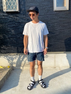 「Hanes」｜「アイテム（アナログ腕時計）」を使った、HAMAさん（メンズ・165cm）の夏コーディネート