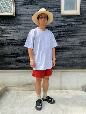 「OCTAVE OCTAVE（オクターブオクターブ）のアイテム（帽子）」を使った、HAMAさん（メンズ・165cm）の夏コーディネート
