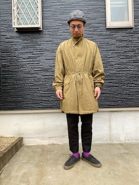 「カラーソックス」｜「アイテム（ミリタリージャケット）」を使った、HAMAさん（メンズ・165cm）の秋コーディネート