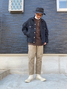 「carhartt」｜「アイテム（デニムジャケット）」を使った、HAMAさん（メンズ・165cm）の春コーディネート