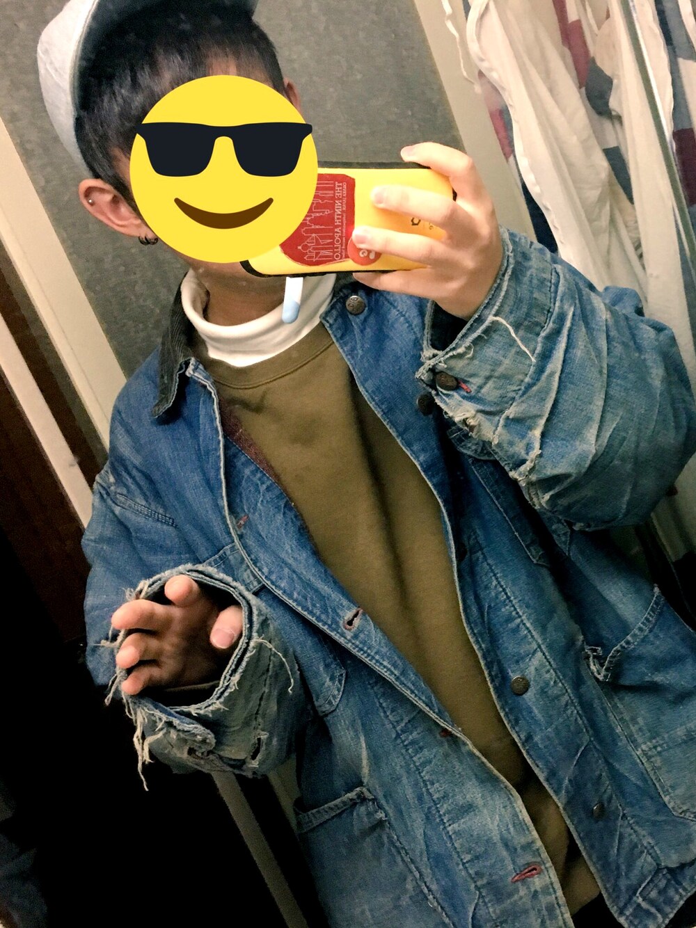 「ビッグシルエット」｜「usedのアイテム（ブルゾン、ブルー系）」を使った、つくねさん（メンズ・171cm）の冬コーディネートの1枚目の写真