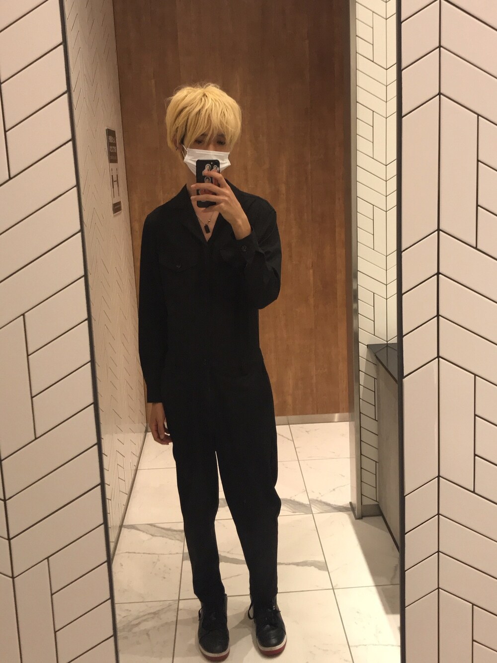 「ootd、渋谷PARCO」｜「ZARAのアイテム（つなぎ/オールインワン、ブラック系）」を使った、あいすぱふぇさん（メンズ・183cm）の夏コーディネートの1枚目の写真