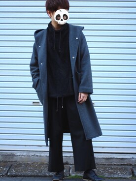 「フードコート」｜「アイテム（チェスターコート）」を使った、Masayaさん（メンズ・175cm）の冬コーディネート