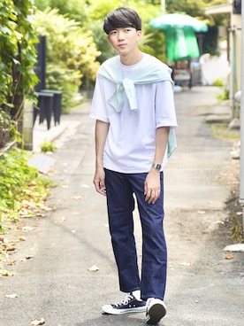 「UNIQLO（ユニクロ）の50色ソックス（消臭機能付き）（ソックス/靴下）」を使った、taniさん（メンズ・178cm）の夏コーディネート