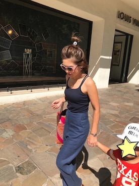 「RUMBLE RED（ランブルレッド）のアイテム（パンツ）」を使った、AMA さん（レディース・159cm）の夏コーディネート