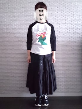 「MARC JACOBS（マークジェイコブス）のアイテム（スカート）」を使った、tomoe さん（レディース・152cm）の冬コーディネート