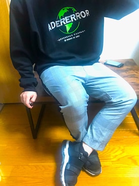 「ADER error」｜「アイテム（スウェット）」を使った、021004kataruさん（メンズ・169cm）の春コーディネート
