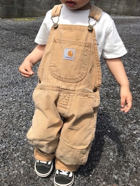 「Carhartt（カーハート）のアイテム（オールインワン・サロペット）」を使った、Hi_90さん（キッズ・80cm）の春コーディネート