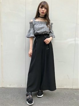 「アイテム（チョーカー）」を使った、eatme-umedaさん（レディース・160cm）の夏コーディネート