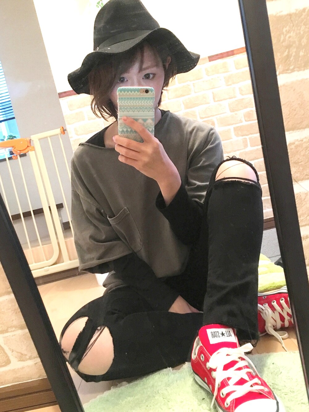 「ドラフトフリークス、カジュアル、casual、ootd、オトナカジュアル、シンプル、大人カジュアル、おチビコーデ、FREAK’Ｓ STORE、休日スタイル」｜「CONVERSEのCONVERSE / CVS ALL STAR OX （スニーカー、レッド系）」を使った、n.t.m0626さん（レディース・154cm）の夏コーディネートの1枚目の写真