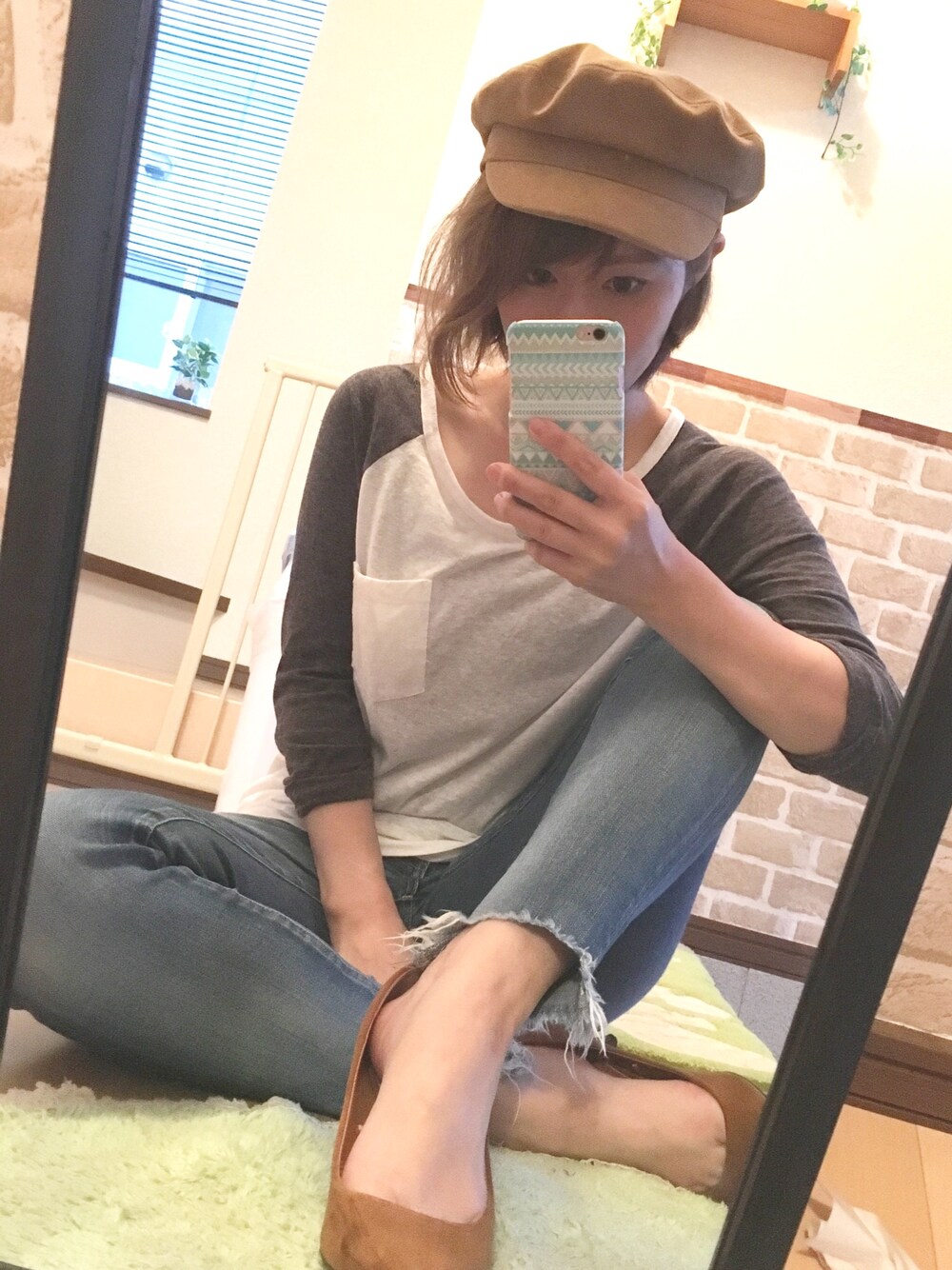 「シンプルコーデ、ラクチンコーデ、オトナカジュアル、オトナ女子、デニム、夏、GU、Ungrid、ootd、休日スタイル」｜「GUのアイテム（パンプス、ブラウン系）」を使った、n.t.m0626さん（レディース・154cm）の夏コーディネートの1枚目の写真