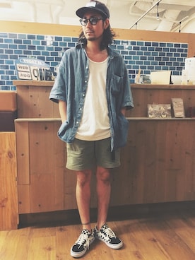 「TCSS（ティーシーエスエス）のアイテム（パンツ）」を使った、RYOさん（メンズ・168cm）の夏コーディネート