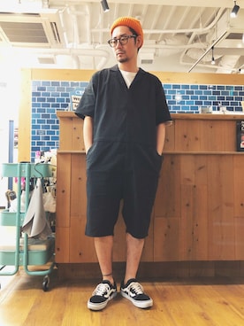 「Johnbull Private labo（ジョンブルプライベートラボ）のアイテム（つなぎ/オールインワン）」を使った、RYOさん（メンズ・168cm）の春コーディネート