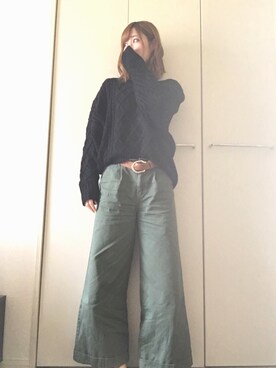 「GIORDANO（ジョルダーノ）のアイテム（ニット/セーター）」を使った、けいさん（レディース・165cm）の秋コーディネート