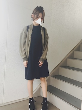 「RAY CASSIN（レイカズン）のアイテム（MA-1）」を使った、あやちさん（レディース・155cm）の夏コーディネート