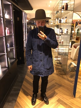 「DRIES VAN NOTEN（ドリスヴァンノッテン）のアイテム（ブーツ）」を使った、許志安さん（メンズ・170cm）の冬コーディネート