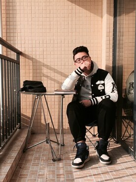 「AAPE BY A BATHING APE（エーエイプバイアベイシングエイプ）のアイテム（ジャケット/アウター）」を使った、SKAGE572さん（メンズ・186cm）の冬コーディネート