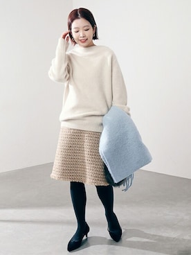「ラクーンニット」｜uniさん（レディース・156cm）の冬コーディネート