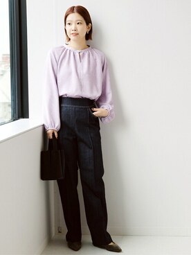 「カラーブラウス」｜uniさん（レディース・156cm）の冬コーディネート