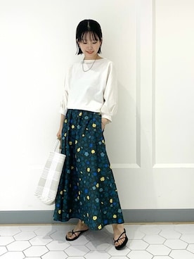 「ドルマンカットソー」｜uniさん（レディース・156cm）の夏コーディネート
