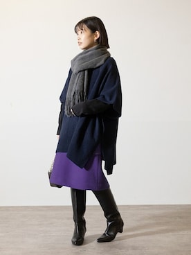 「アイテム（ストール/ショール）」を使った、uniさん（レディース・156cm）の冬コーディネート