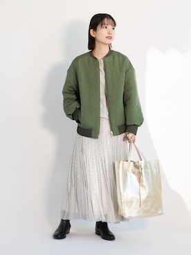 「ドットスカート」｜「アイテム（ブルゾン）」を使った、uniさん（レディース・156cm）の冬コーディネート