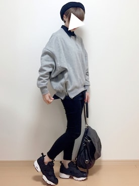 「アイテム（ハンチング/ベレー帽）」を使った、長谷川さん（レディース・155cm・20代）の冬コーディネート