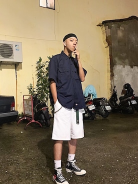 「CDG（シーディージー）のアイテム（シューズ）」を使った、xian_0104さん（メンズ・181cm）の春コーディネート