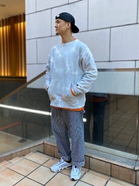 「FRUIT OF THE LOOM（フルーツオブザルーム）のアイテム（スウェット）」を使った、なりさん（メンズ・173cm）の春コーディネート