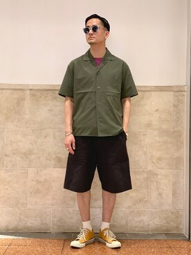「417 EDIFICE（フォーワンセブンエディフィス）のアイテム（スニーカー）」を使った、なりさん（メンズ・173cm）の夏コーディネート