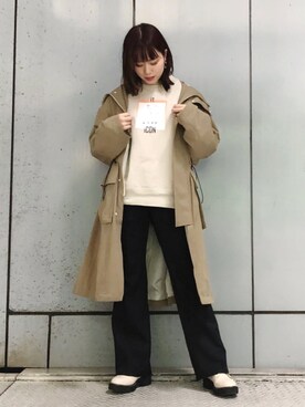 「JUNRED（ジュンレッド）のアイテム（モッズコート）」を使った、ふじっこさん（レディース・162cm）の冬コーディネート