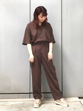 「one after another NICE CLAUP（ワンアフターアナザーナイスクラップ）の厚底クロスサンダル（サンダル）」を使った、ふじっこさん（レディース・162cm）の夏コーディネート