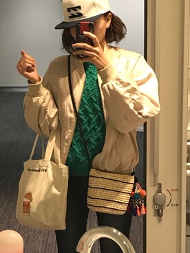 「GYDA（ジェイダ）のアイテム（MA-1）」を使った、mayu.さん（レディース・163cm）の春コーディネート